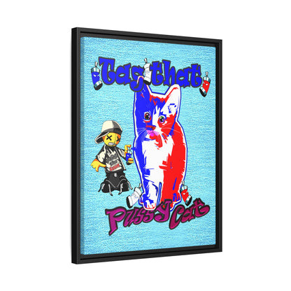 tag that - framed canvas art (faded blue)