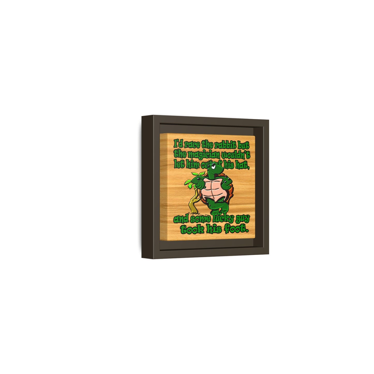 turtle race - framed canvas art (butterscotch wood finish)