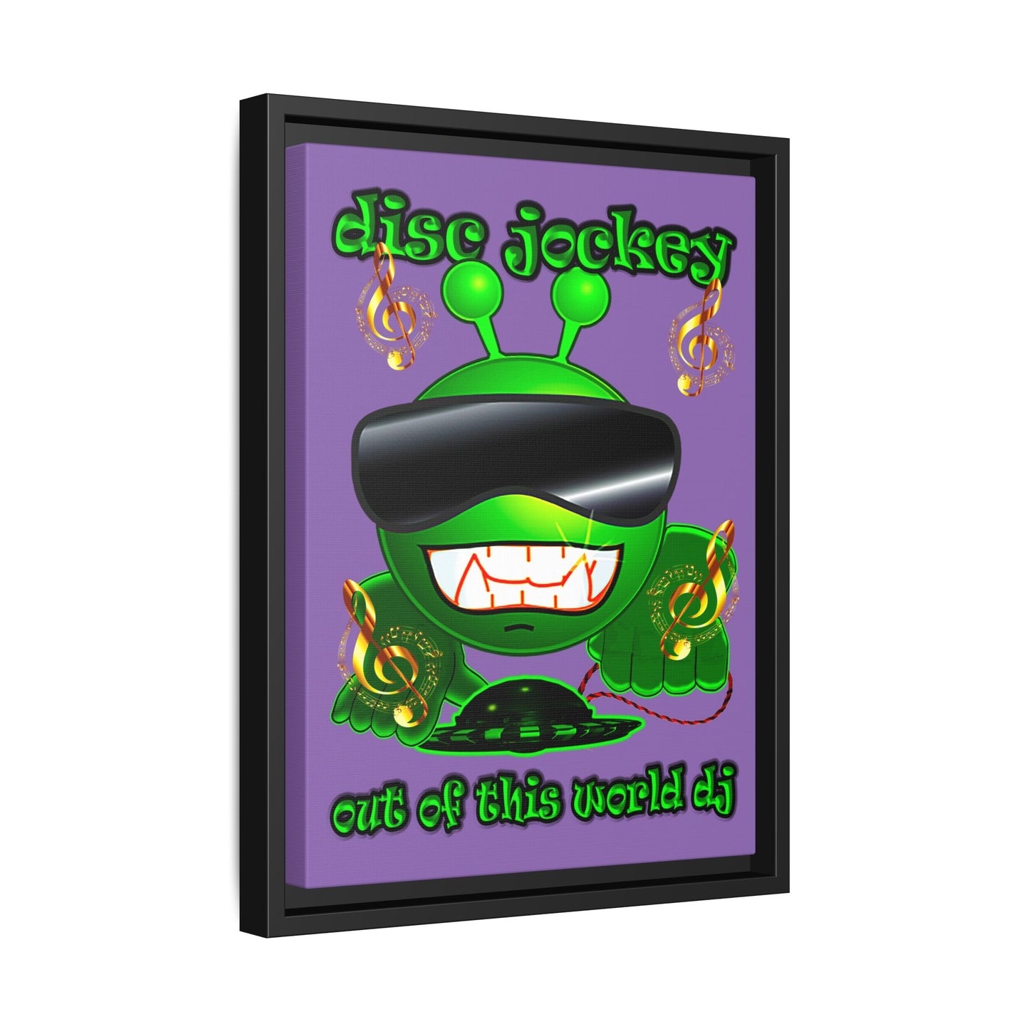 disc jockey - framed canvas art (light purple)