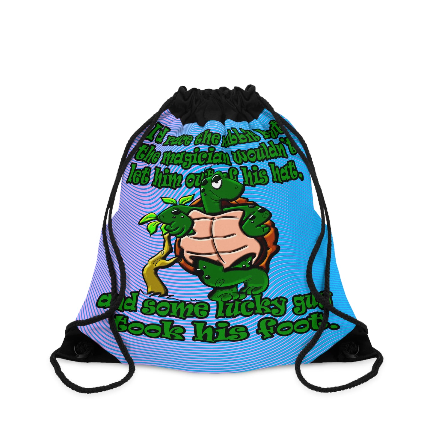 turtle race - Drawstring Bag (light blue-purple wave)