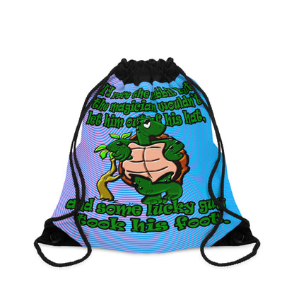 turtle race - Drawstring Bag (light blue-purple wave)