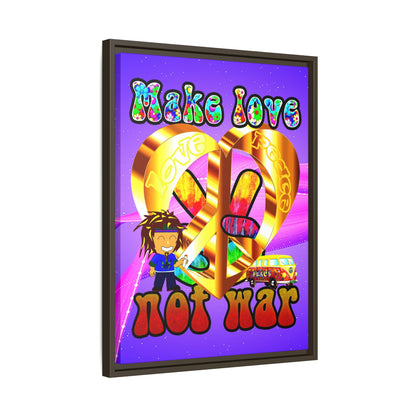 love peace - framed canvas art (purple-pink wave)