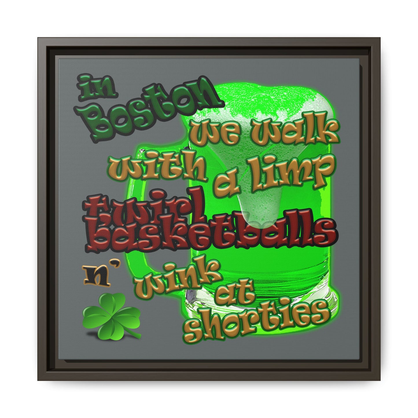 celtics logo - framed canvas art (dark grey)