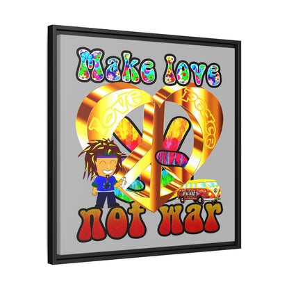 love peace - framed canvas art (light grey)