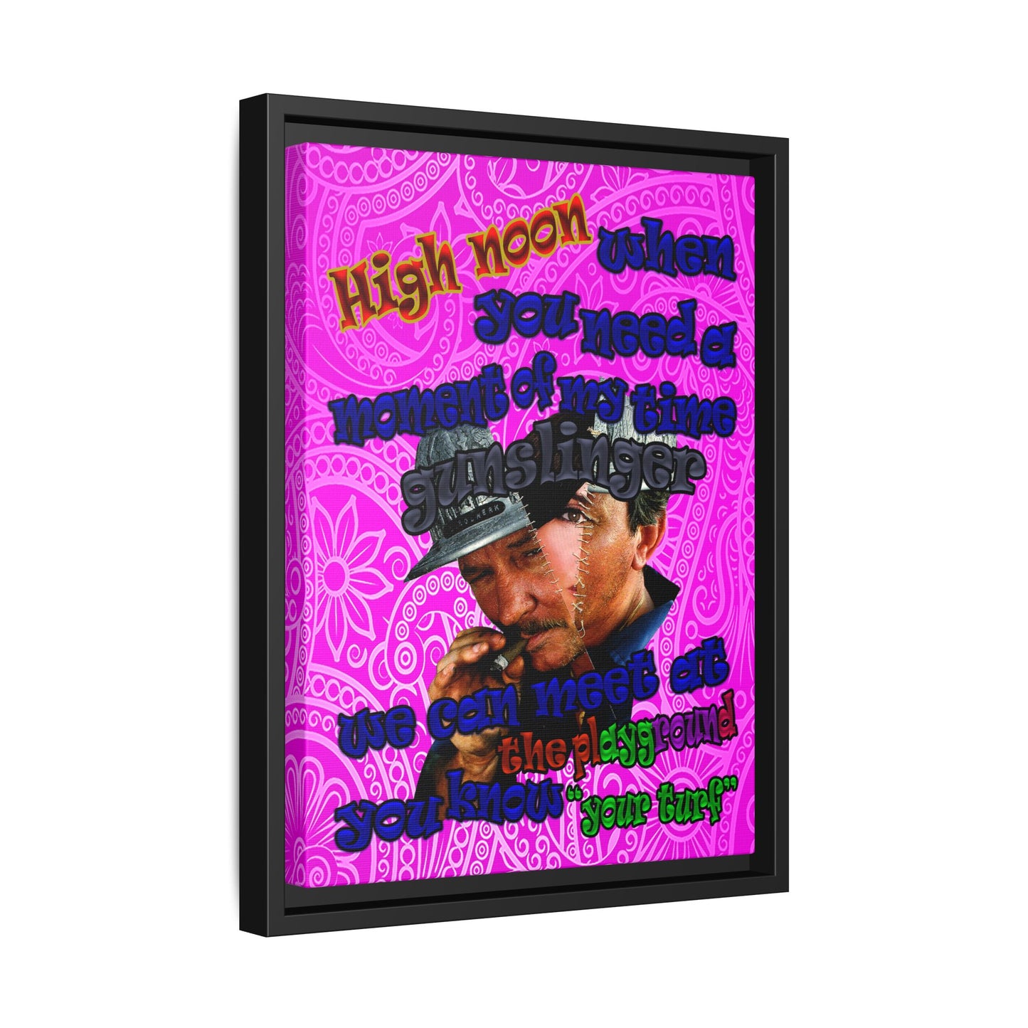 high noon - framed canvas art (pink swirl)