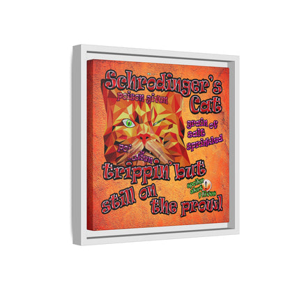 schrodinger's cat - framed canvas art (burnt orange)