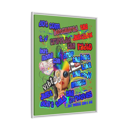 drop the beat - framed canvas art (green)