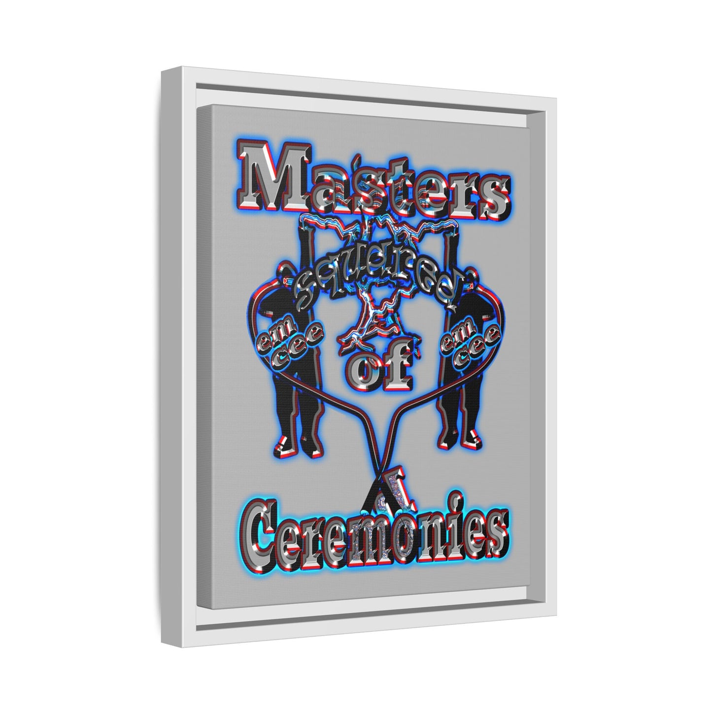 em cee squared - framed canvas art (light grey)