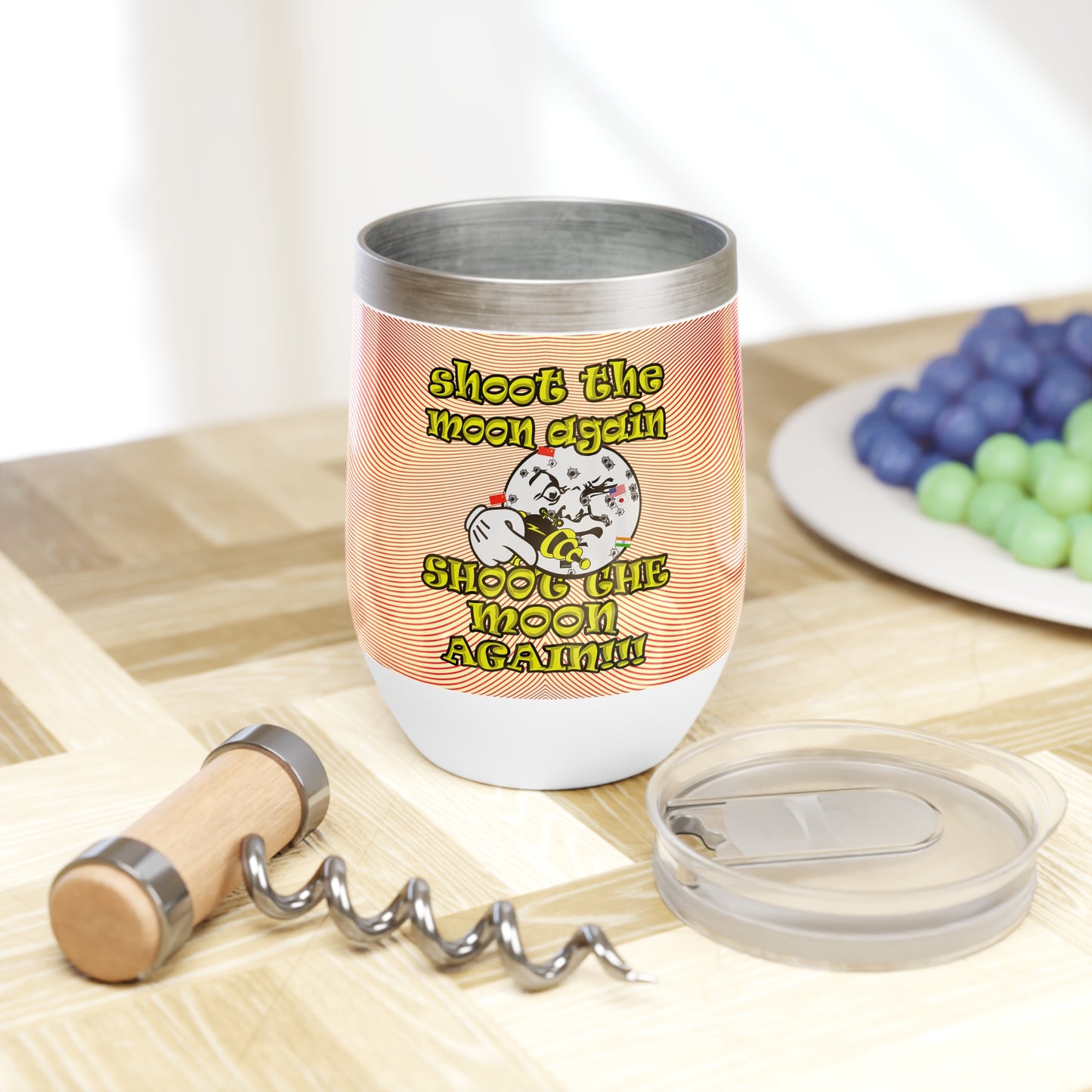 shoot the moon again - Chill Wine Tumbler (yellow-orange wave)