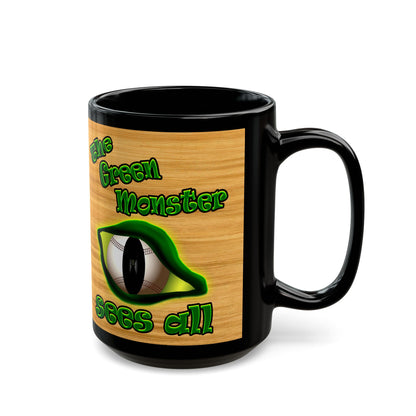 green monster - Black Mug (butterscotch wood finish)