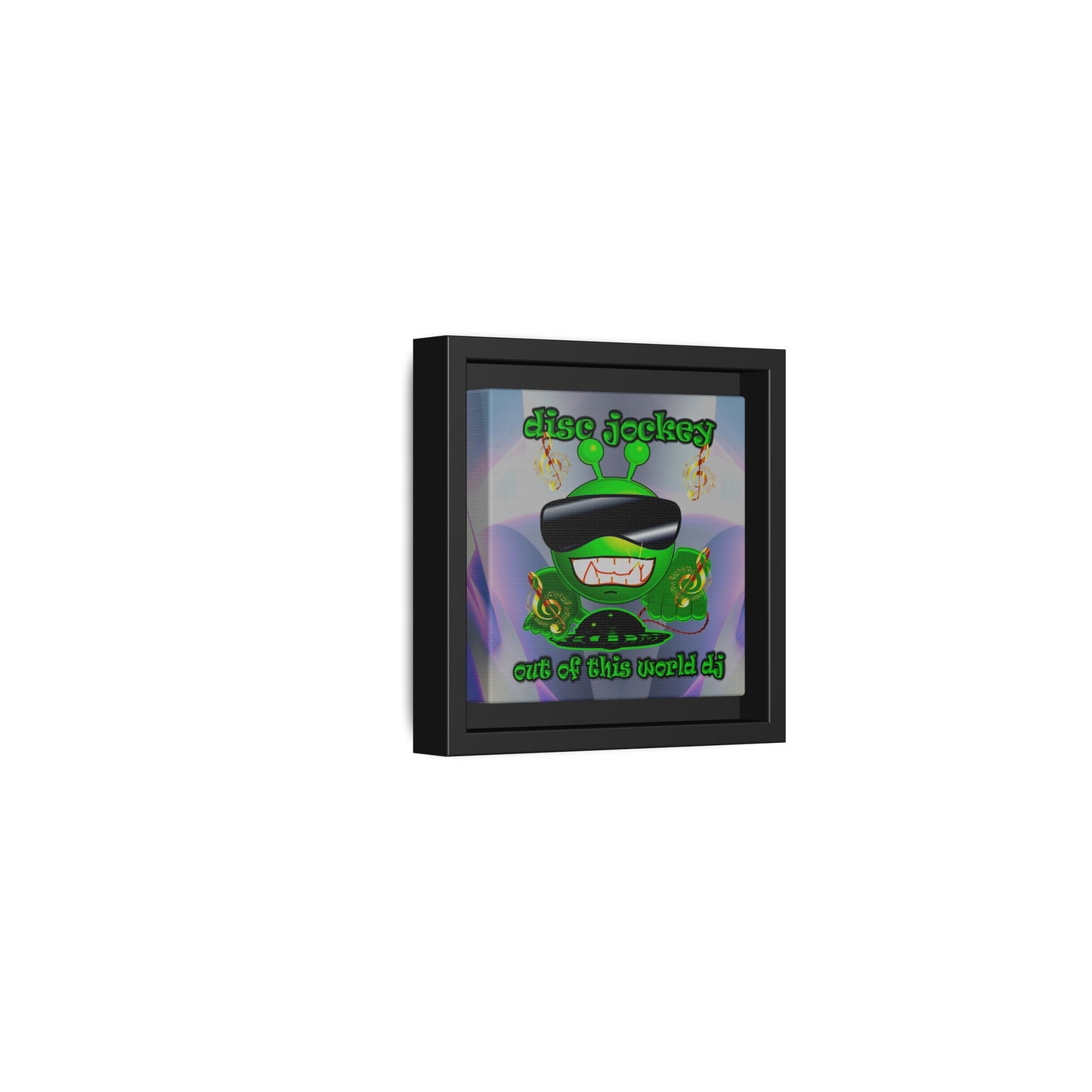 disc jockey - framed canvas art (grey-pink wave)