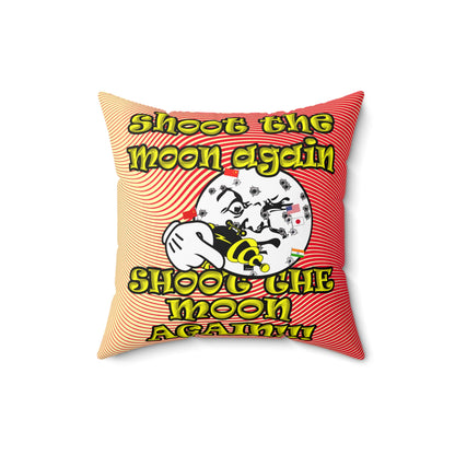 shoot the moon again - Spun Polyester Square Pillow - (yellow-orange wave)