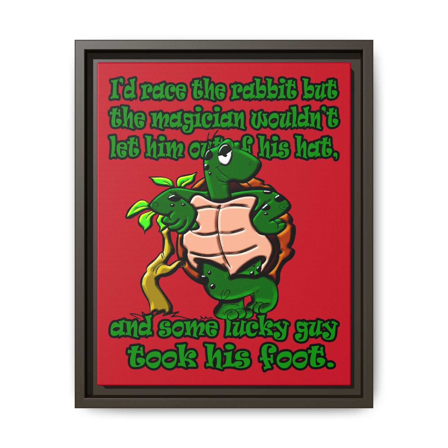 turtle race - framed canvas art (dark red)