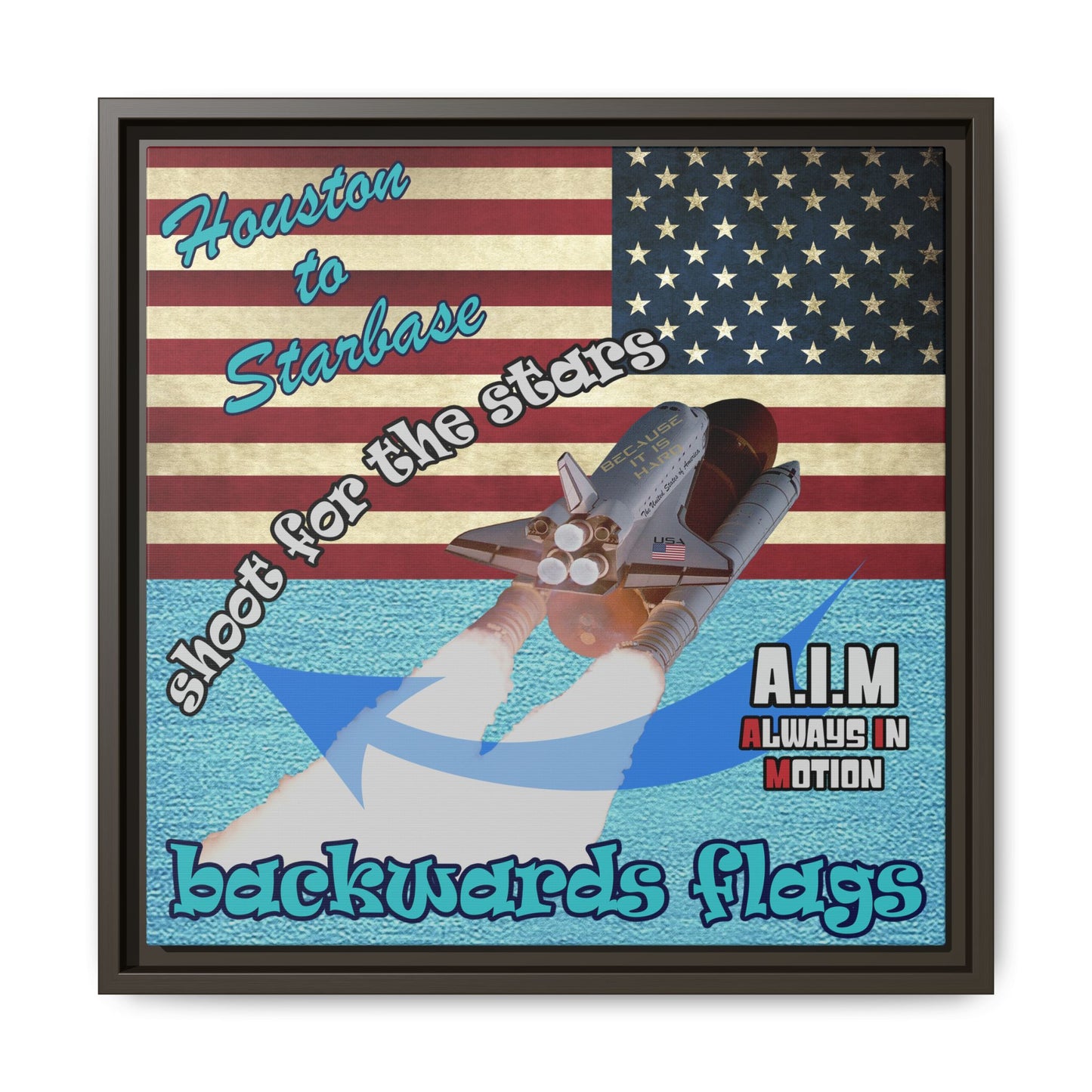 shoot for the stars - framed canvas art (faded blue)