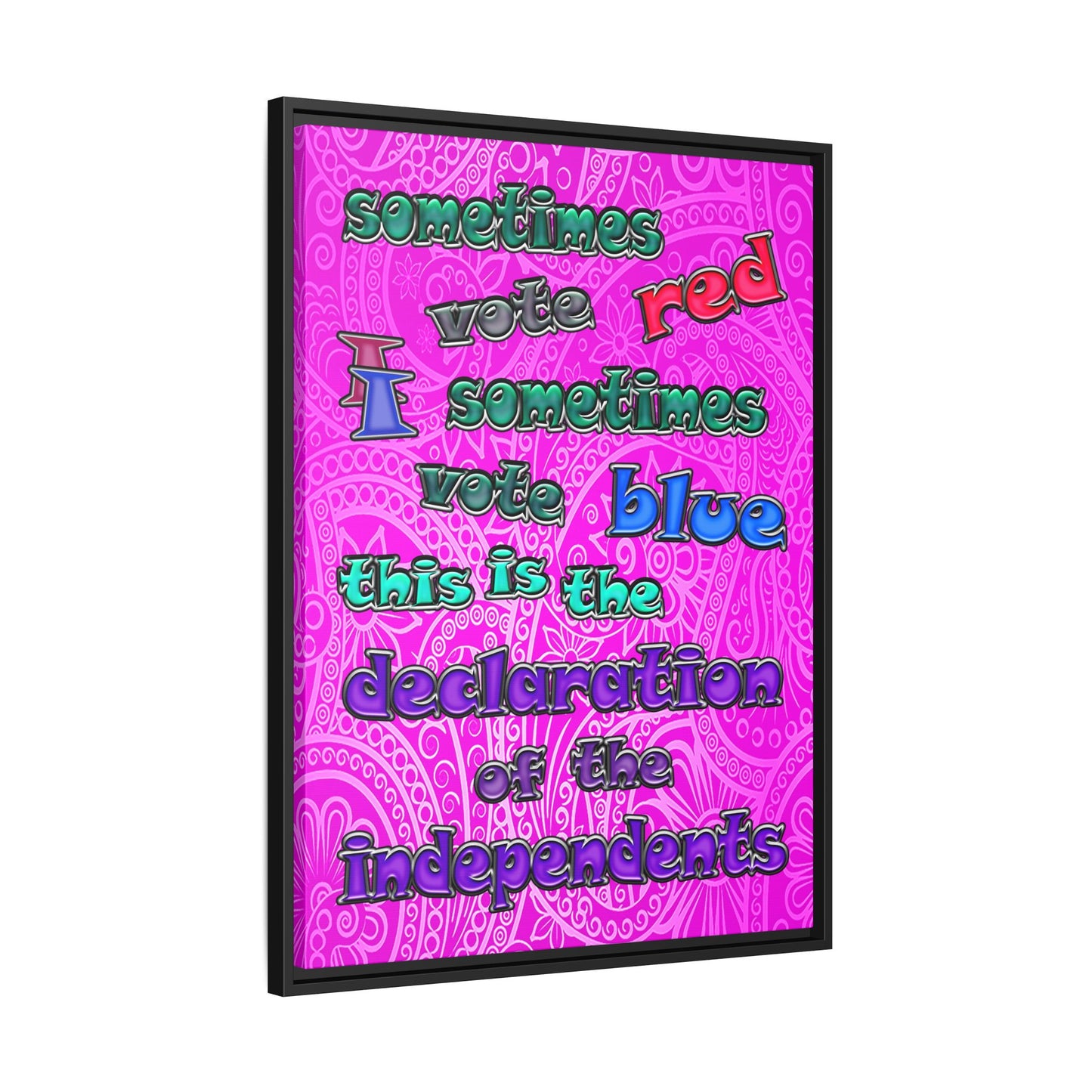 declaration of the independents - framed canvas art (pink swirl)
