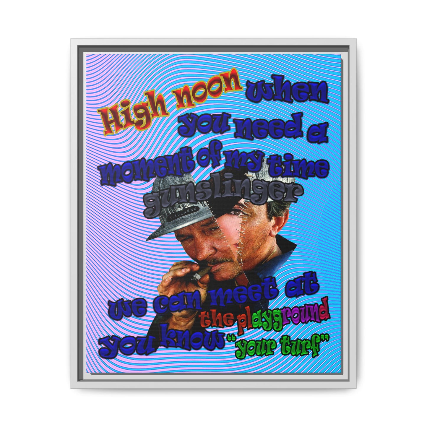 high noon - framed canvas art (light blue-purple wave)