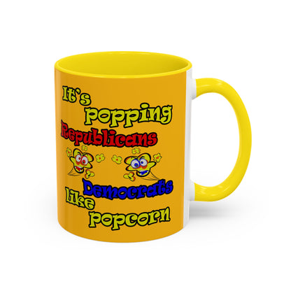 popping like popcorn - Accent Mug (yellow)