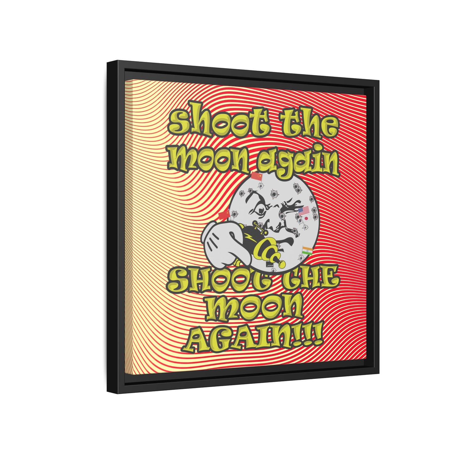 shoot the moon again - framed canvas art (yellow-orange wave)