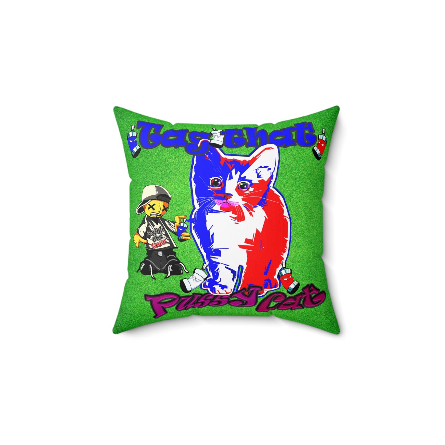 tag that - Spun Polyester Square Pillow - (green turf)