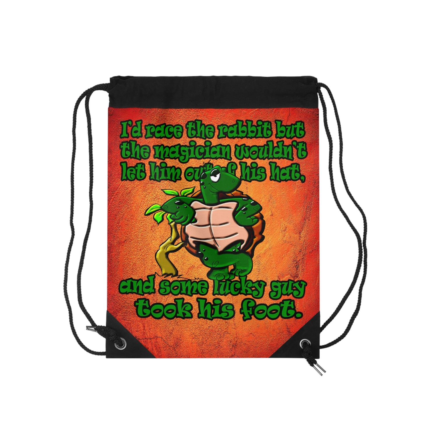 turtle race - Drawstring Bag (burnt orange)