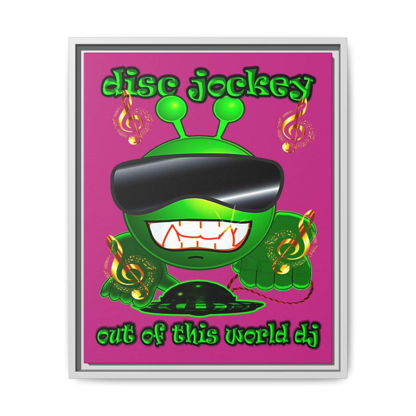 disc jockey - framed canvas art (pink)