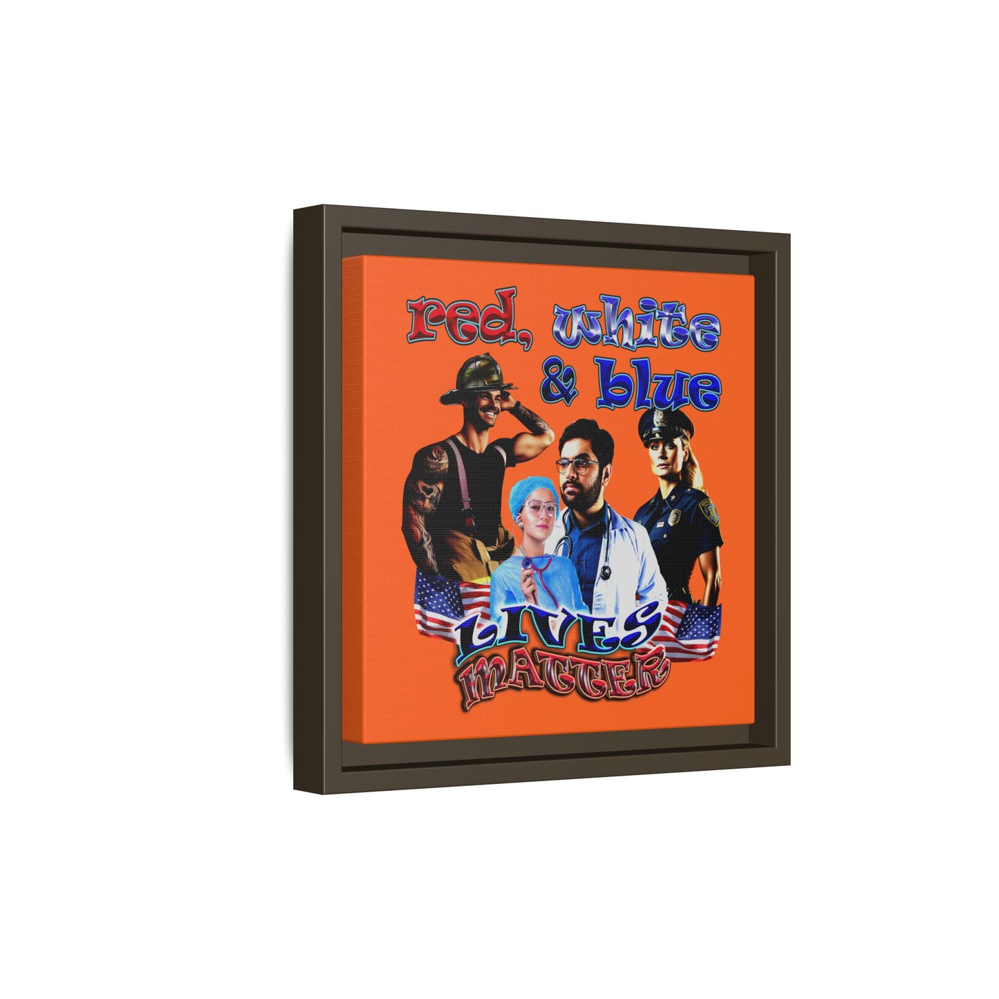 rw&b lives matter - framed canvas art (orange)