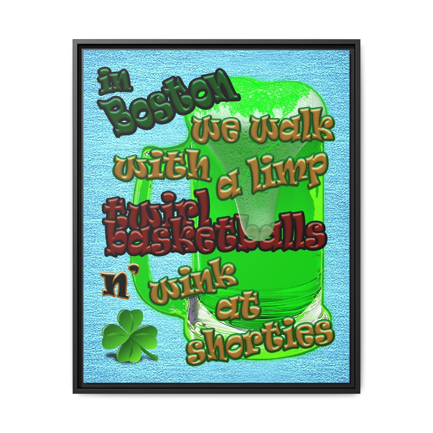 celtics logo - framed canvas art (faded blue)