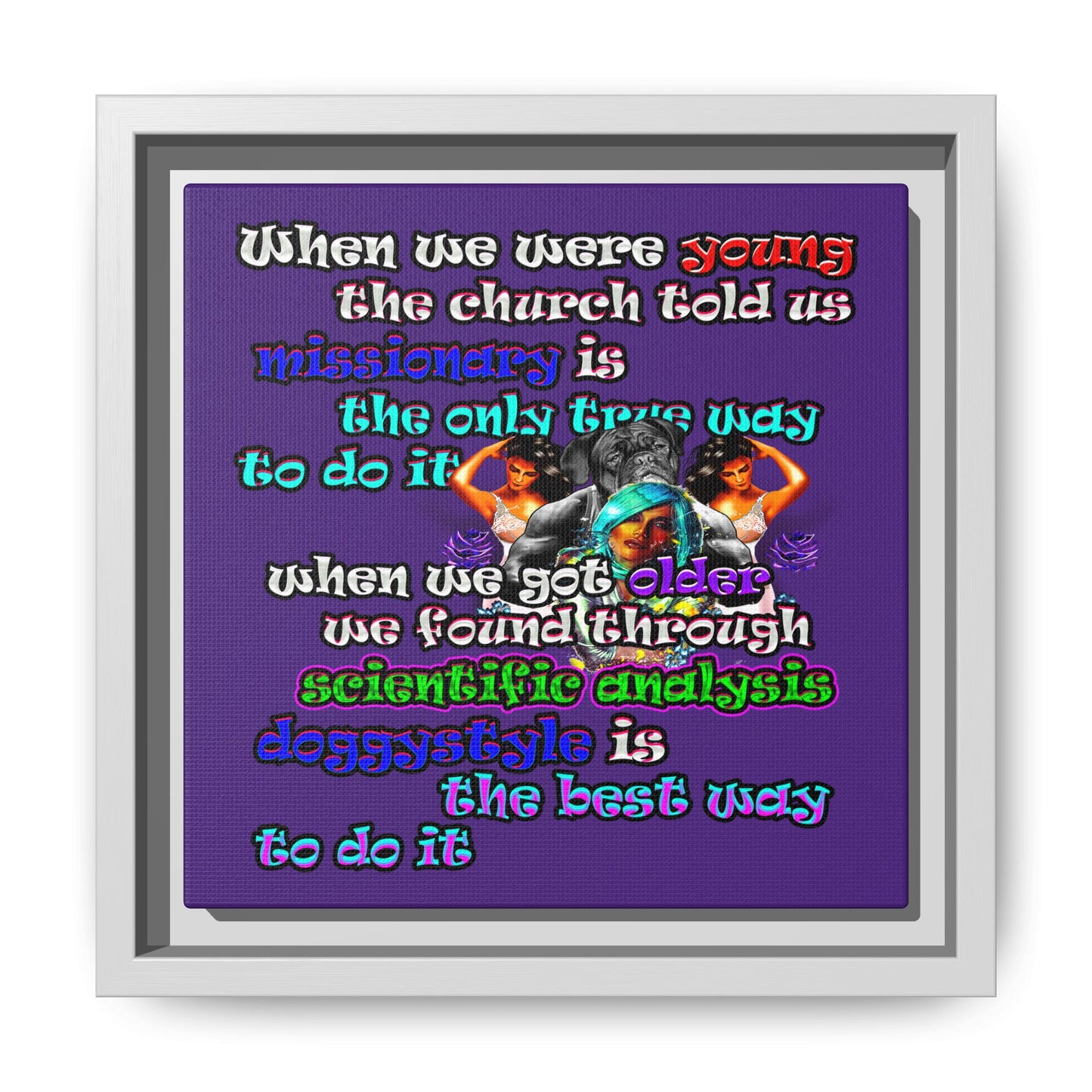 doggystyle - framed canvas art (purple)