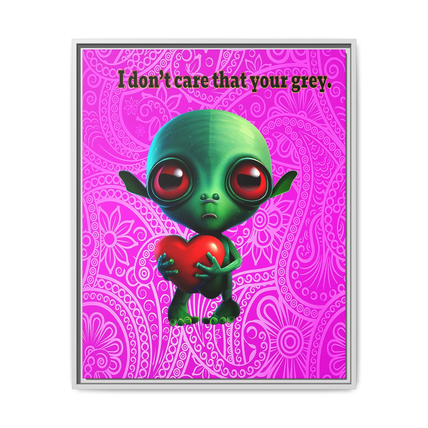 I don't care that your grey - framed canvas art (pink swirl)