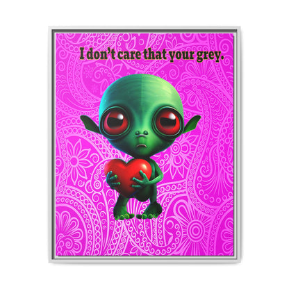 I don't care that your grey - framed canvas art (pink swirl)