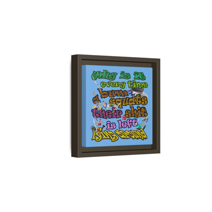 the bum's shit - framed canvas art (light blue)