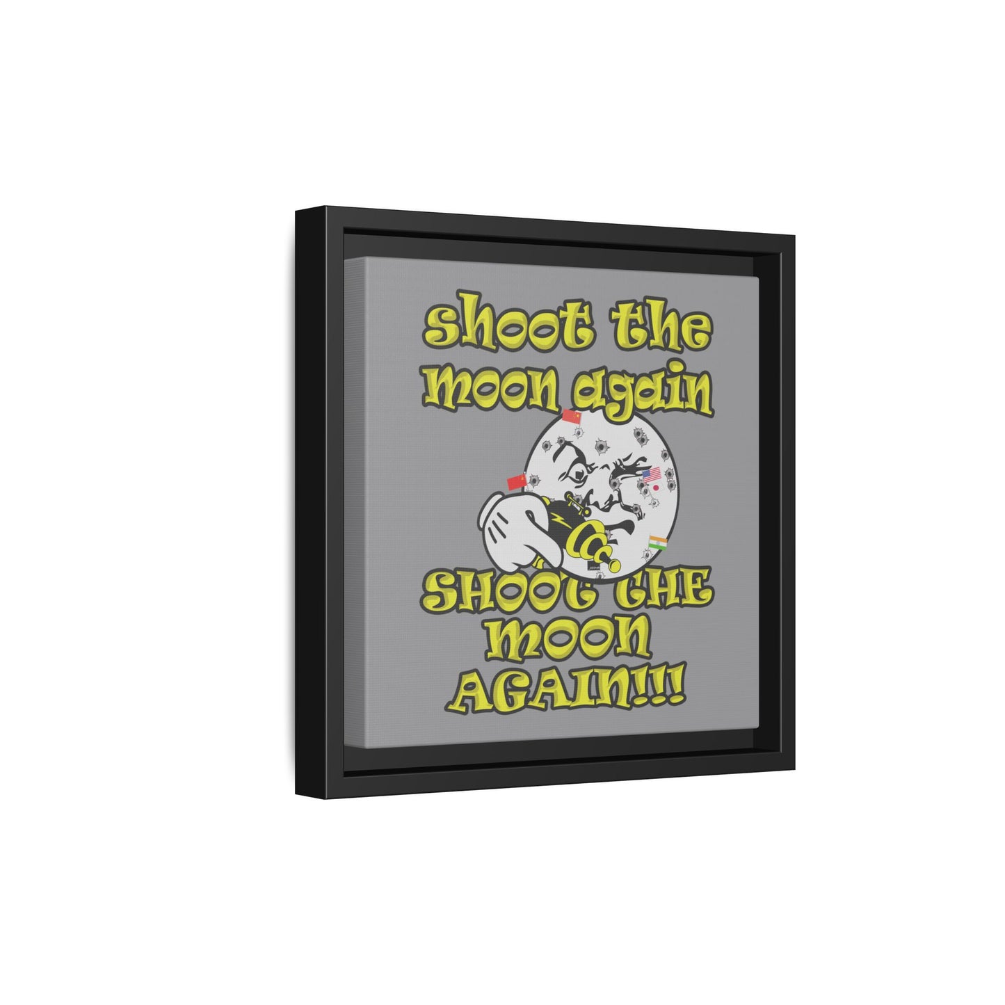 shoot the moon again - framed canvas art (grey)