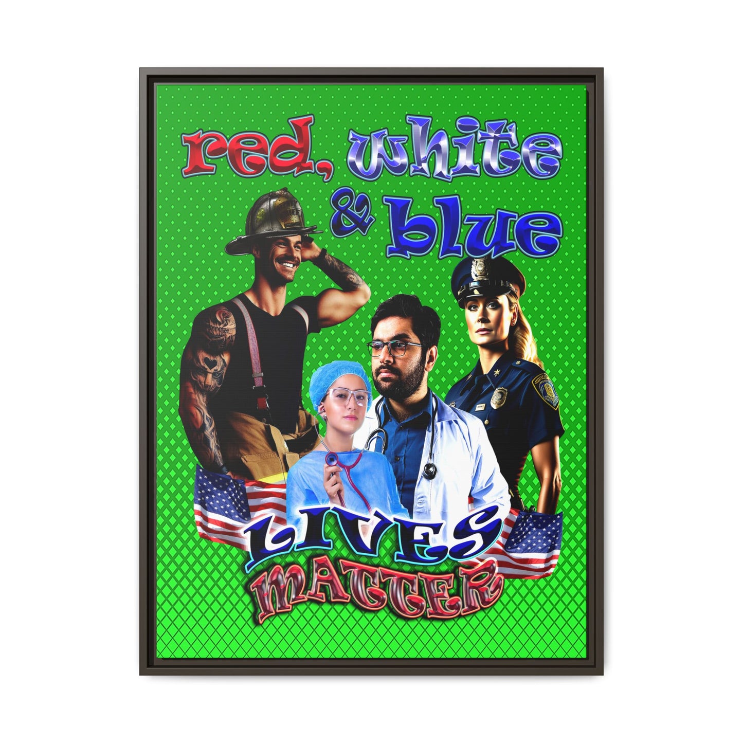 rw&b lives matter - framed canvas art (logo green)