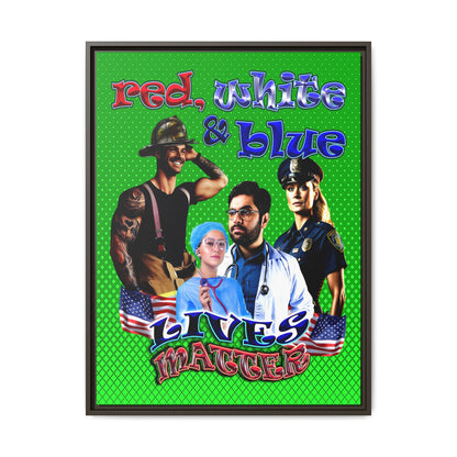 rw&b lives matter - framed canvas art (logo green)