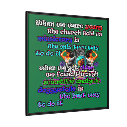 doggystyle - framed canvas art (dark green)