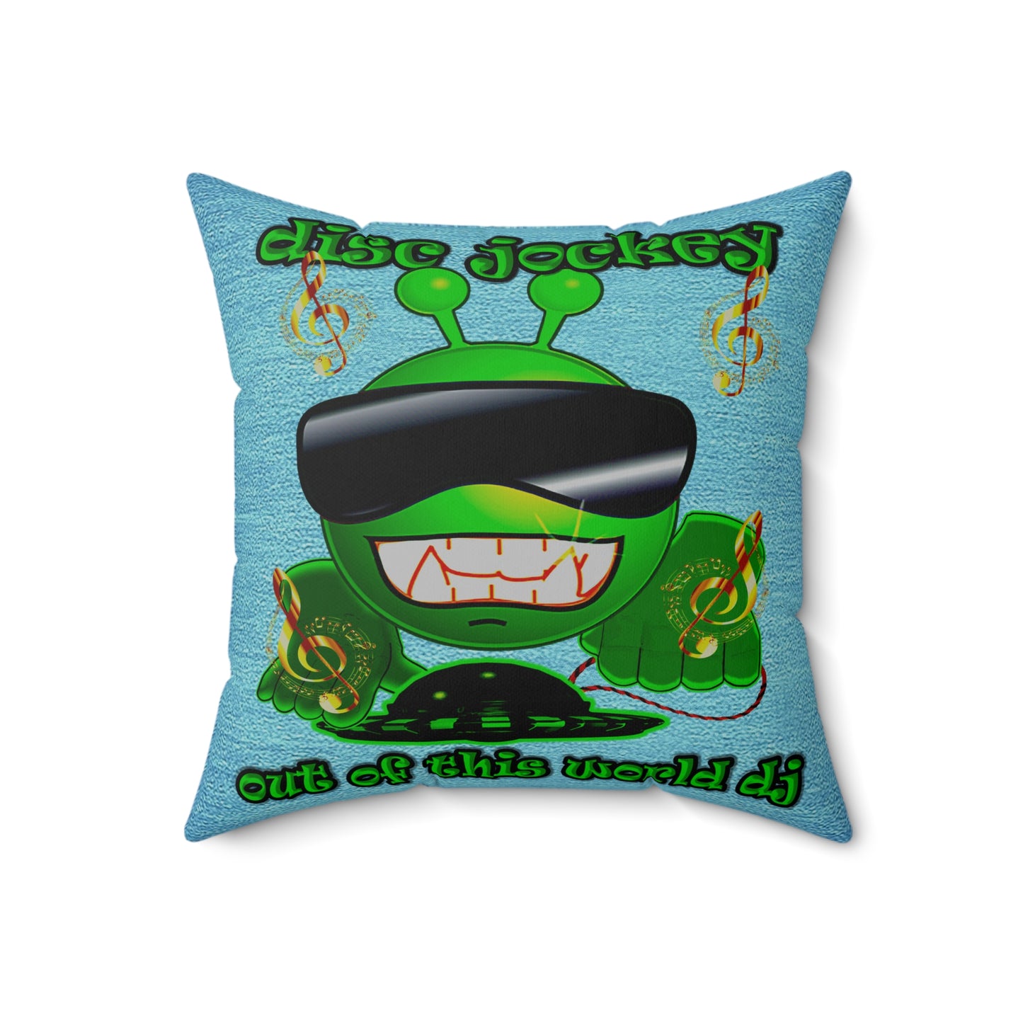 disc jockey - Spun Polyester Square Pillow - (faded dark blue)