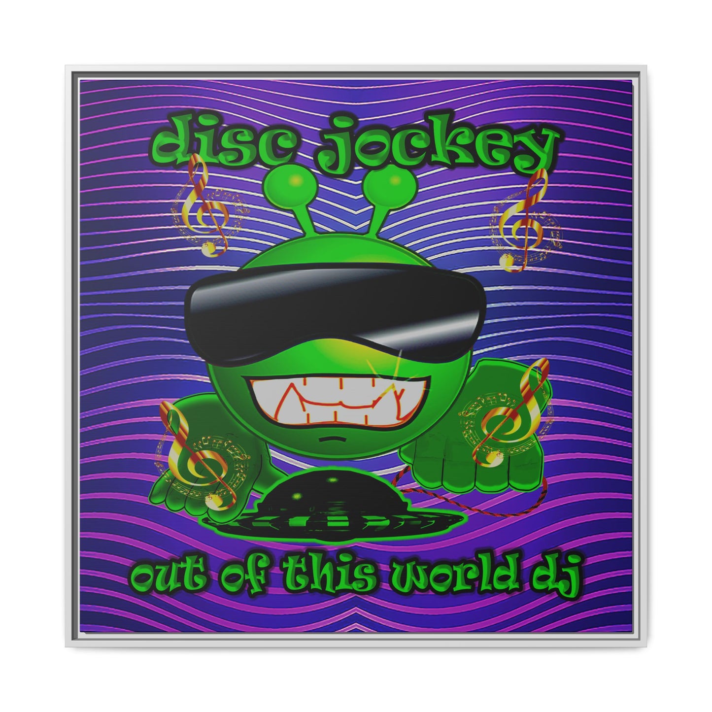disc jockey - framed canvas art (purple wave)