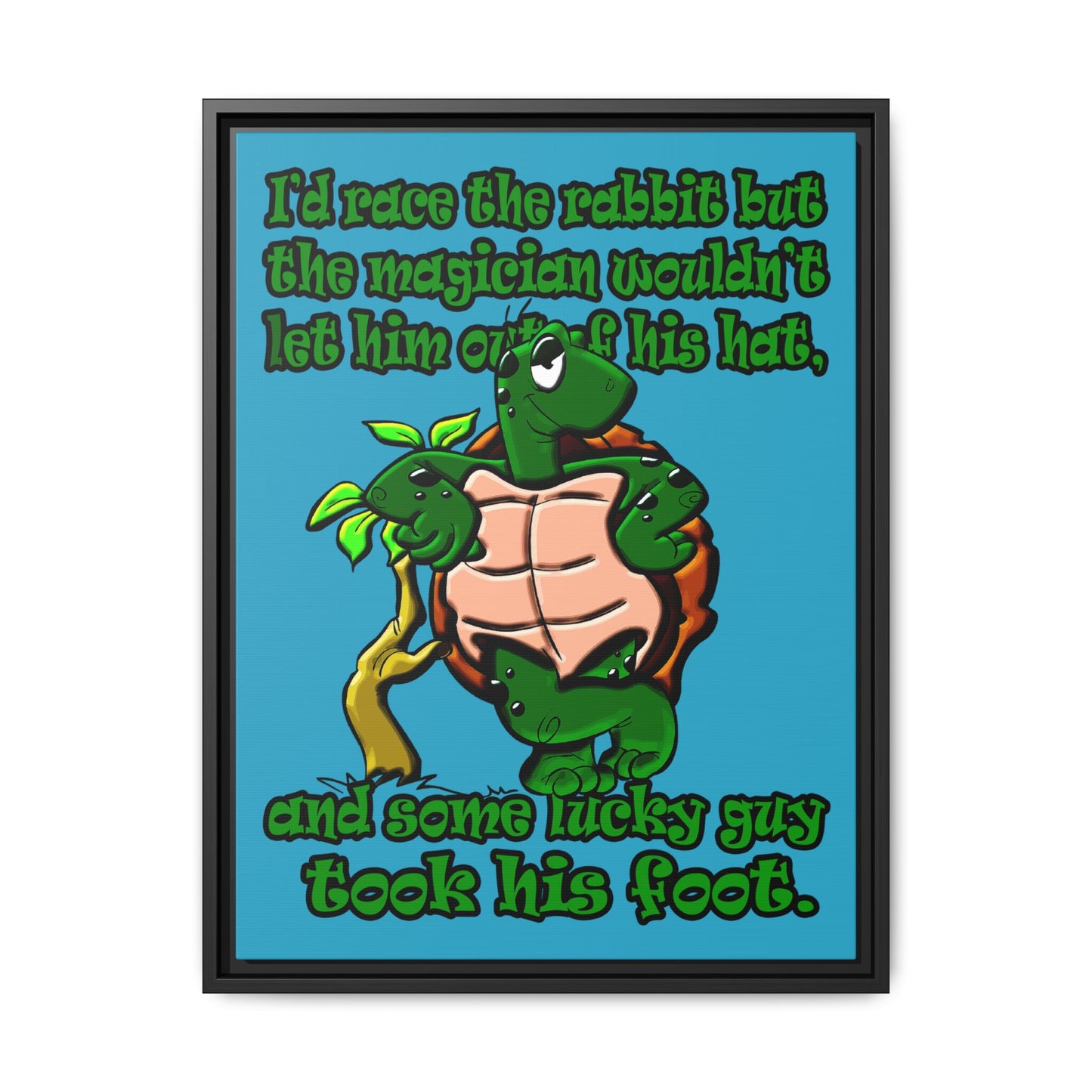 turtle race - framed canvas art (turquoise)