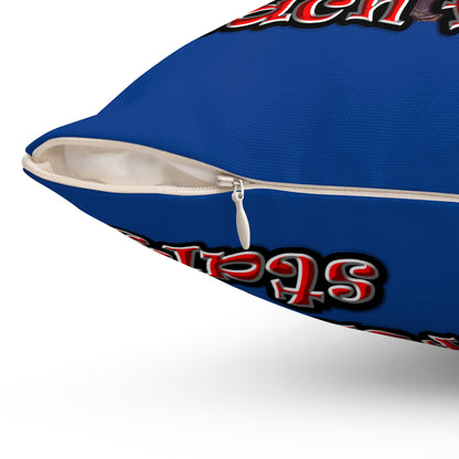 defy conquer reach - Spun Polyester Square Pillow - (dark blue)