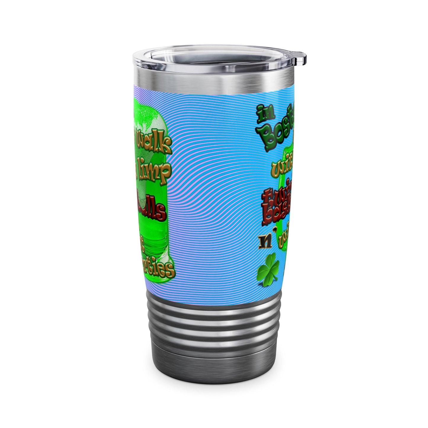 celtics logo - Ringneck Tumbler, 20oz (light blue-purple wave)