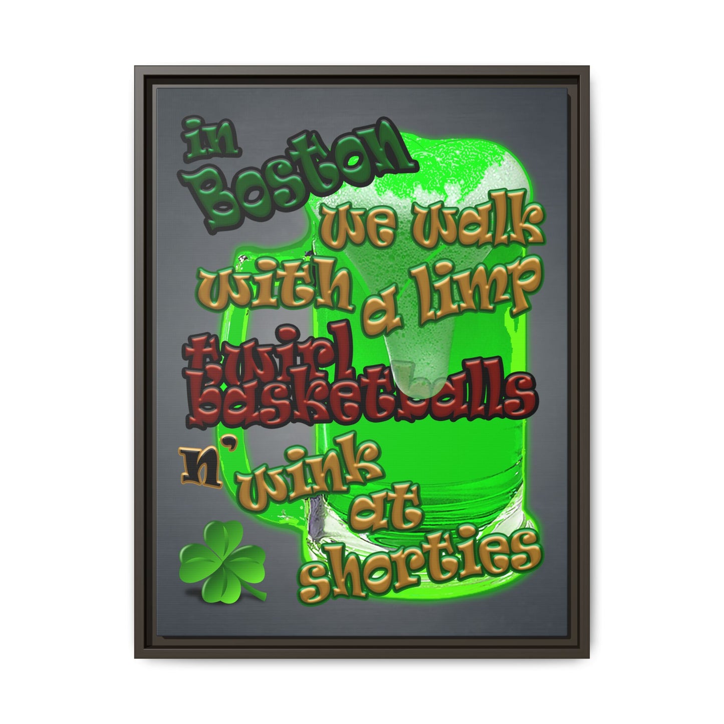 celtics logo - framed canvas art (grey-light grey)