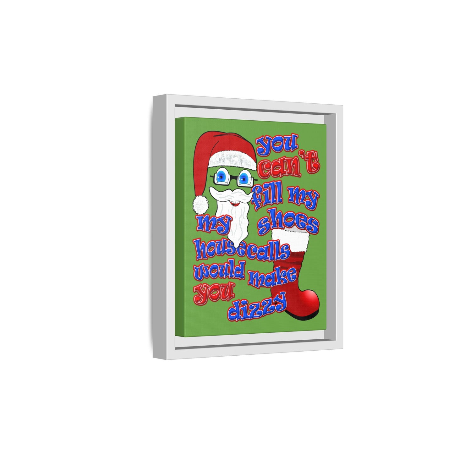 santa's shoes - framed canvas art (green)