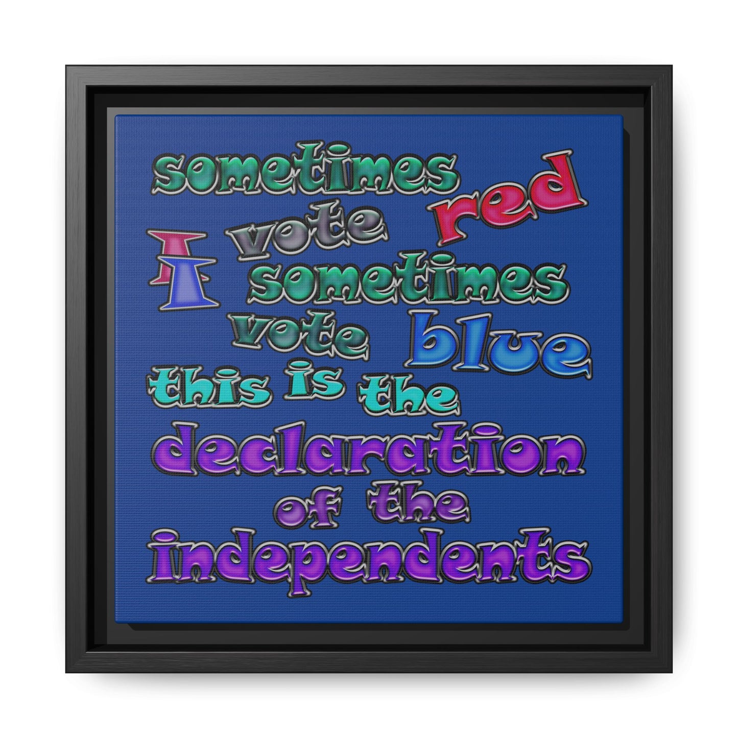 declaration of the independents - framed canvas art (dark blue)
