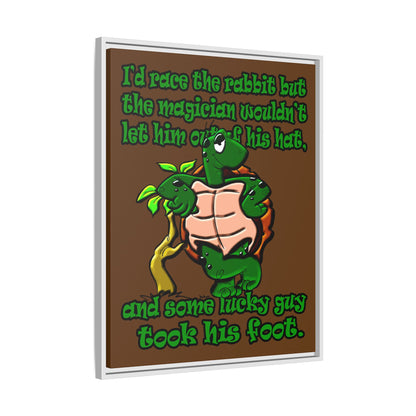 turtle race - framed canvas art (brown)