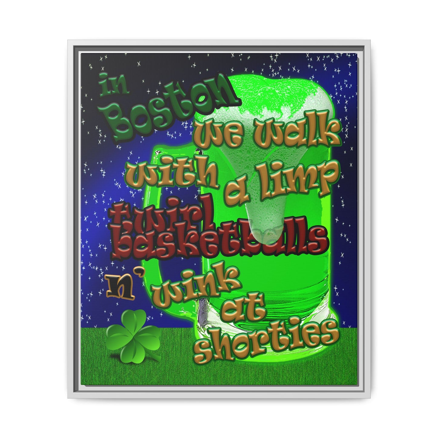 celtics logo - framed canvas art ('snoops' background)