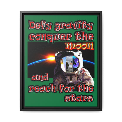 defy conquer reach - framed canvas art (dark green)