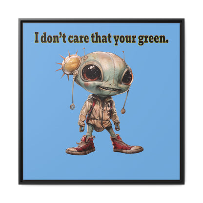 I don't care that your green - framed canvas art (light blue)