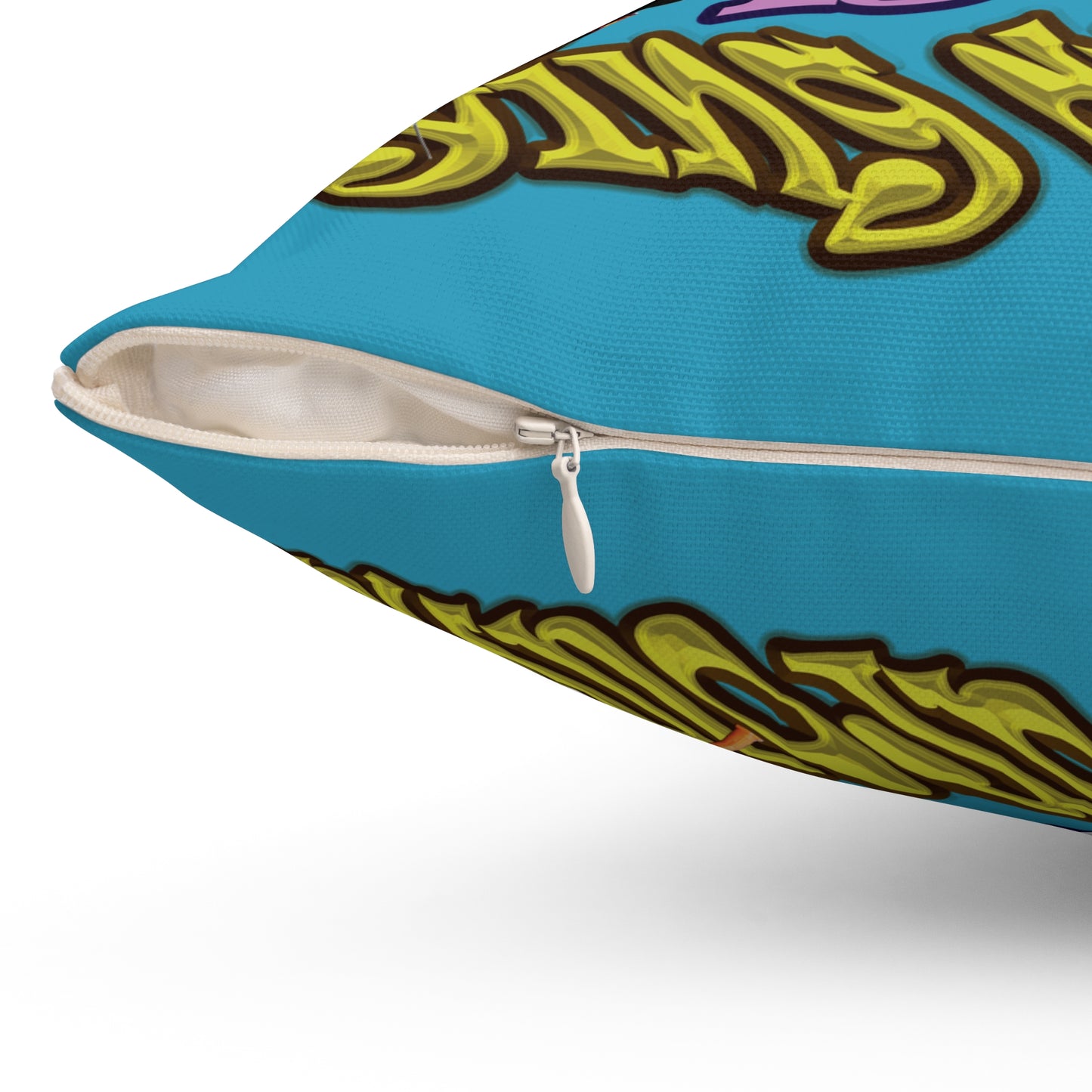 the bum's shit - Spun Polyester Square Pillow - (turquoise)