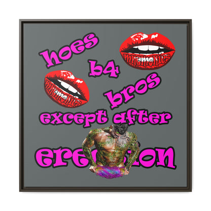 hoes b4 bros - framed canvas art (dark grey)
