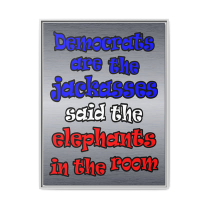 donkeys and elephants - framed canvas art (brushed nickel)